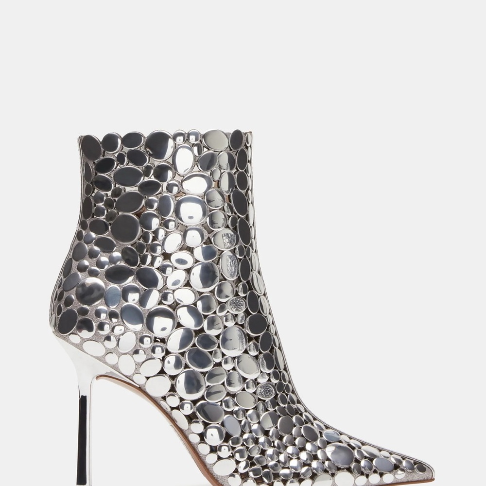 Steve Madden Silver Ankle Booties with Metallic Print